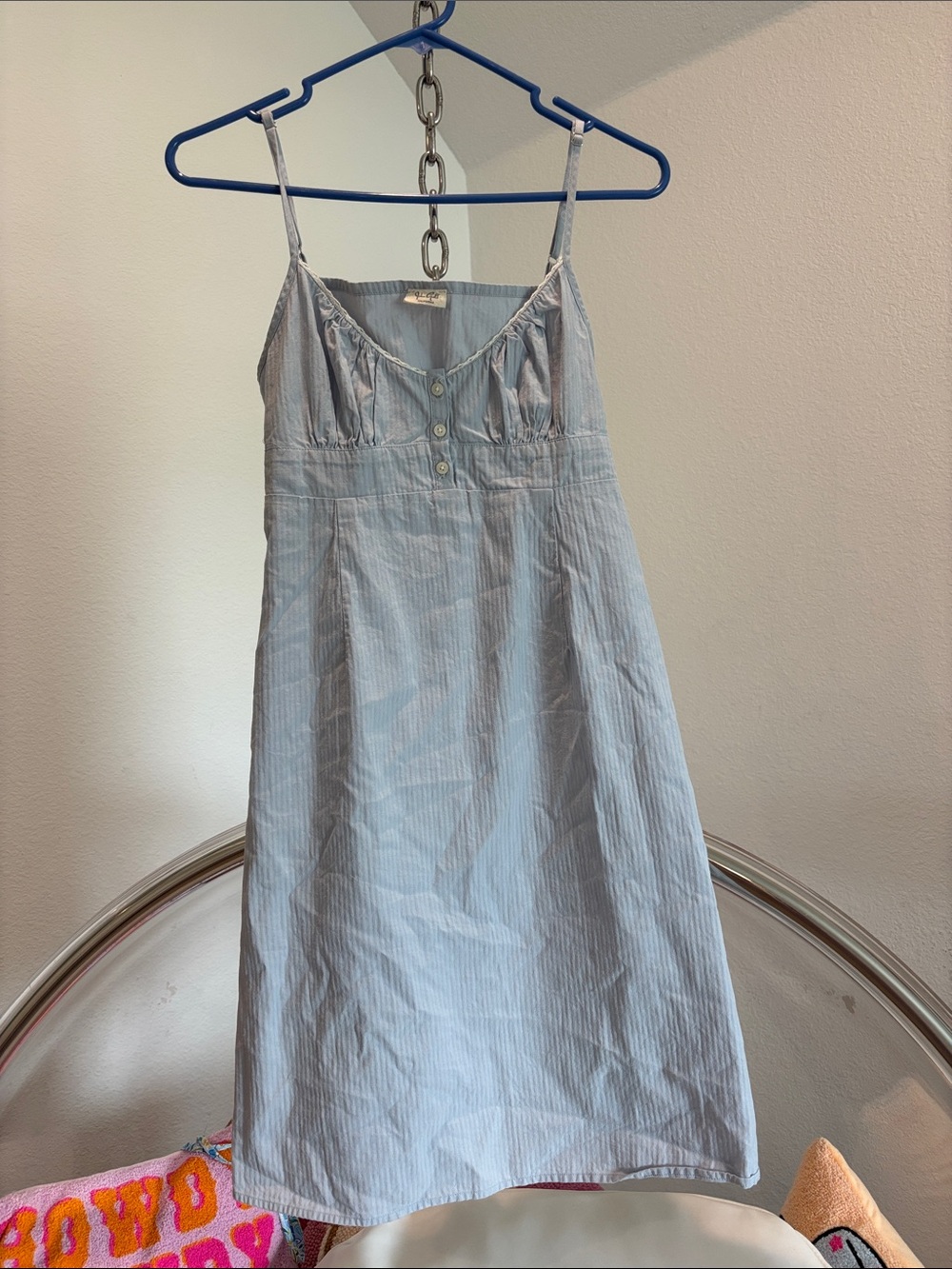 Brandy Melville Light Blue & White Striped Mini Dress